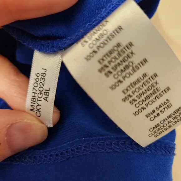 Calvin Klein Royal Blue Flutter Sleeve Blouse Top S/P - Picture 8 of 8